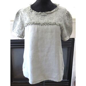 Stella Martini Made in Italy Women's 100% Cotton Sage Green Blouse M EUC